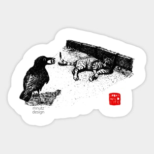 Urban Wildlife - Crow and Cat Sticker